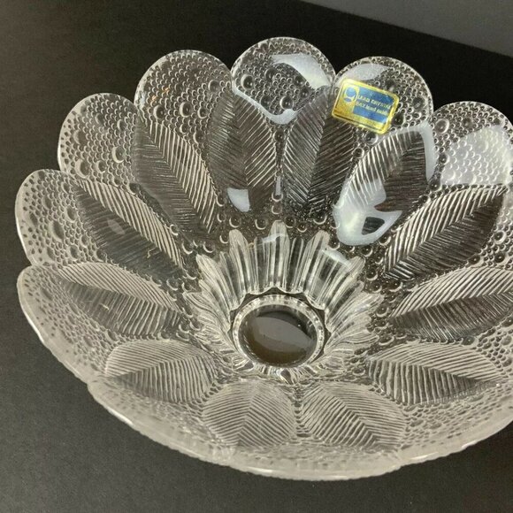Lausitzer Glas Lead Crystal Dew Drop Leaf Bowl 7 inch Handmade German Republic - Picture 5 of 7
